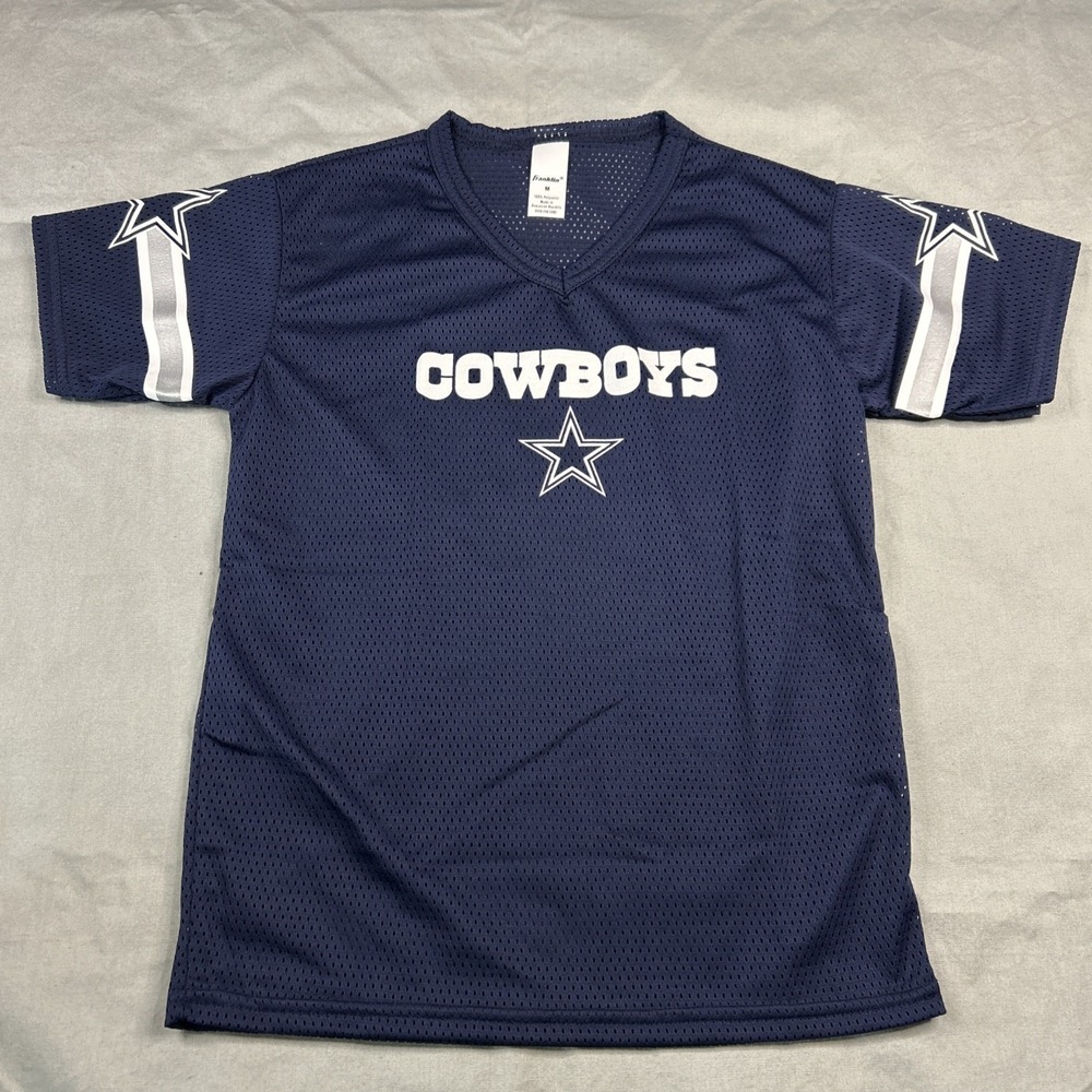 Dallas Cowboys Jersey Kids Top Boys Medium Blue Franklin Y2K NFL Shirt